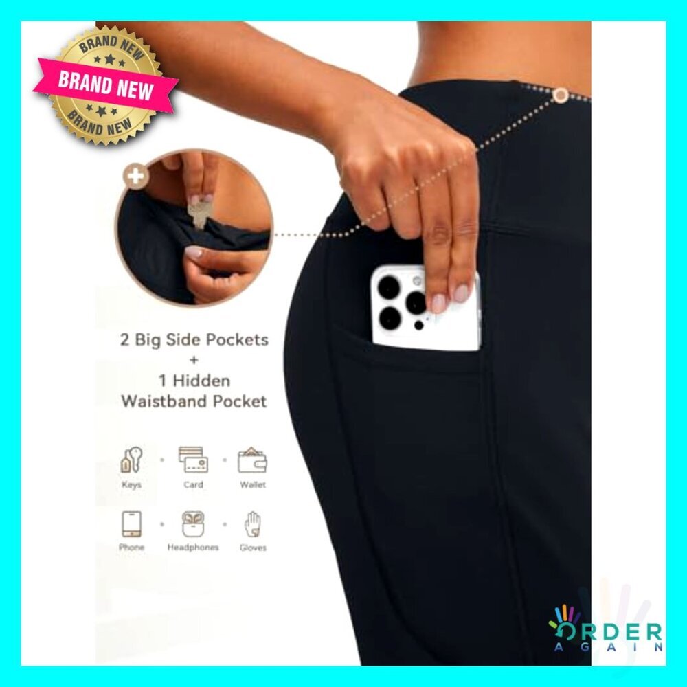 Wide Leg Yoga Pants High Waist Ankle Length Stretchy Casual Travel with Pockets - Picture 4 of 7